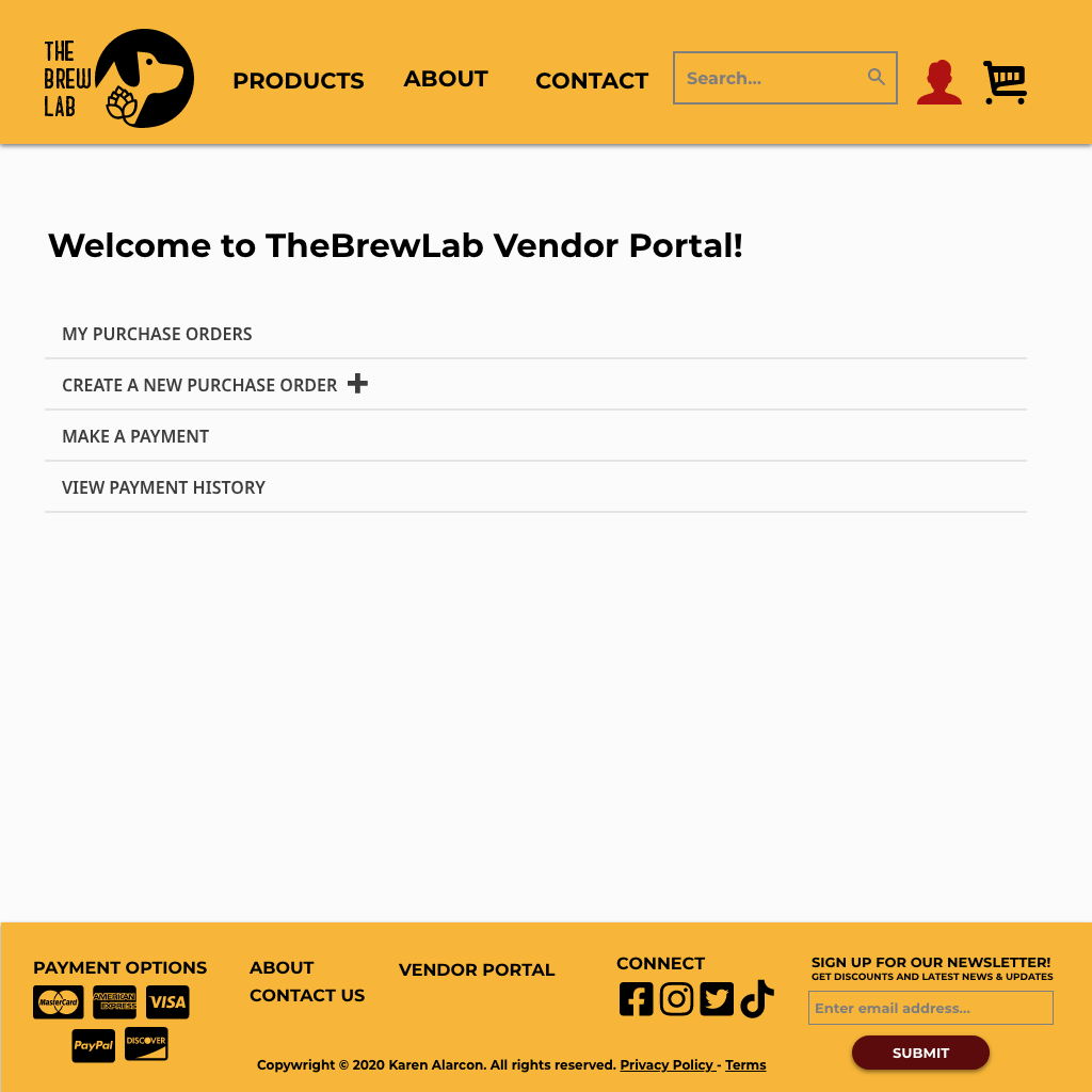 TBL Vendor Portal Homepage